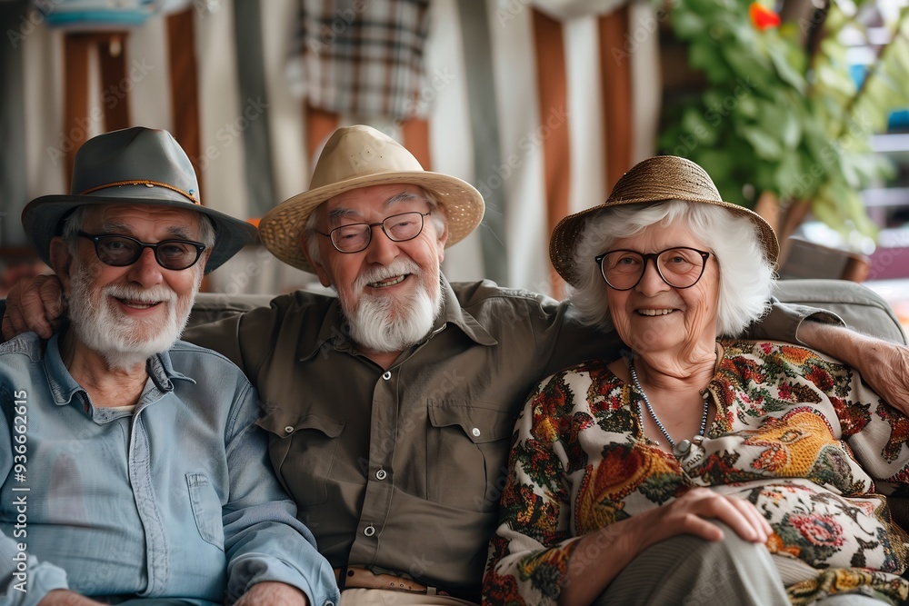 Fototapeta premium Beautiful grandfathers and grandmothers friends