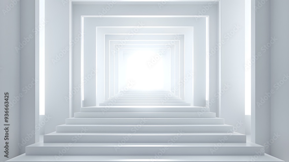 White Stairs Leading to Light in Abstract Architecture White Stairs Leading to Light in Abstract Architecture