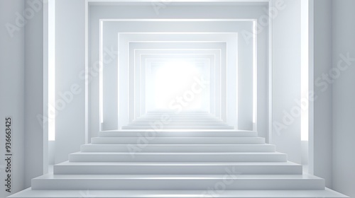 White Stairs Leading to Light in Abstract Architecture