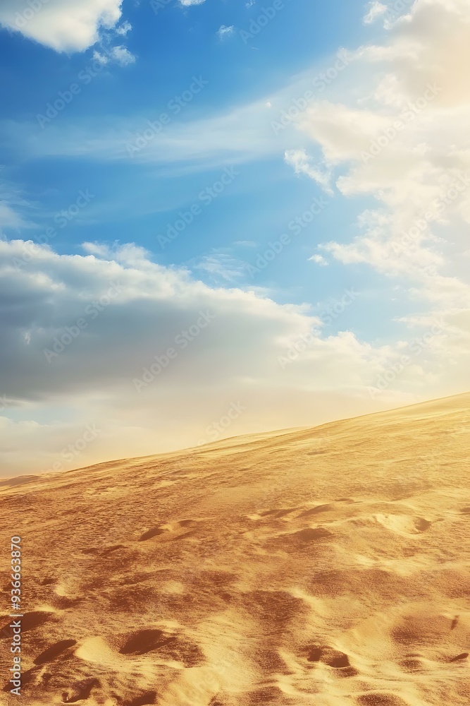 Fototapeta premium Sand Dunes Under Blue Sky With White Clouds
