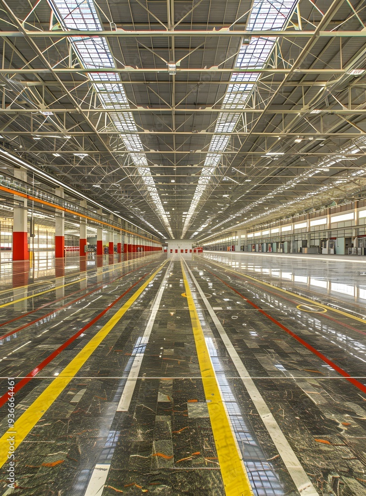 Empty Industrial Building with Metal Truss Ceiling Empty Industrial Building with Metal Truss Ceiling