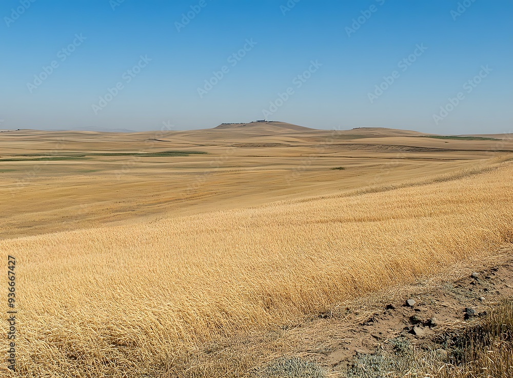 Golden Wheat Field Under Blue Sky Golden Wheat Field Under Blue Sky