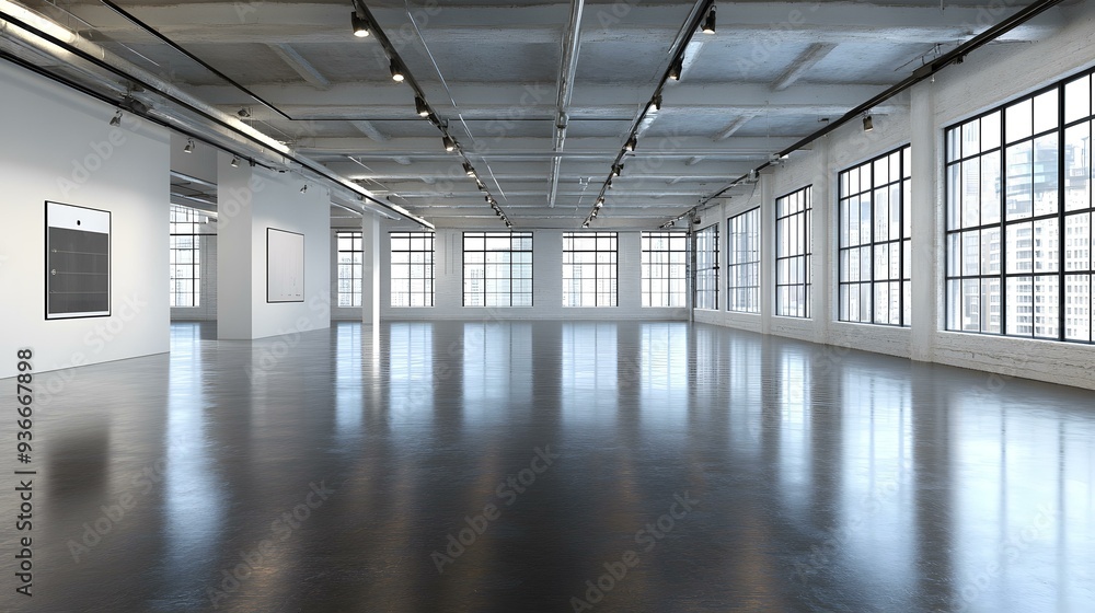 Empty White Room with Large Windows Empty White Room with Large Windows