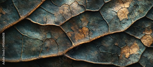 Close-Up of Dried Leaf with Intricate Veins and Texture photo