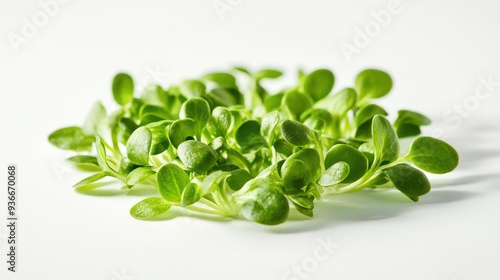 microgreens on white background. Healthy eating concept, culinary trend. photo