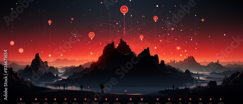 Visualization of a map with uncharted territories where each point represents a new journey in innovation symbolizing the pursuit of untested ideas and the courage to explore beyond the known