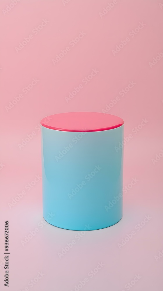 Blue and Pink Cylinder On Pink Background Blue and Pink Cylinder On Pink Background