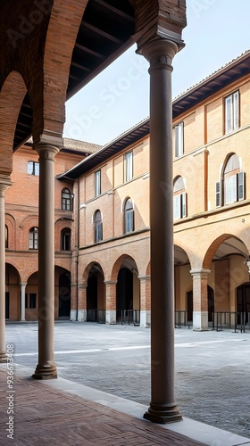 Arches and Columns of a Brick Courtyard