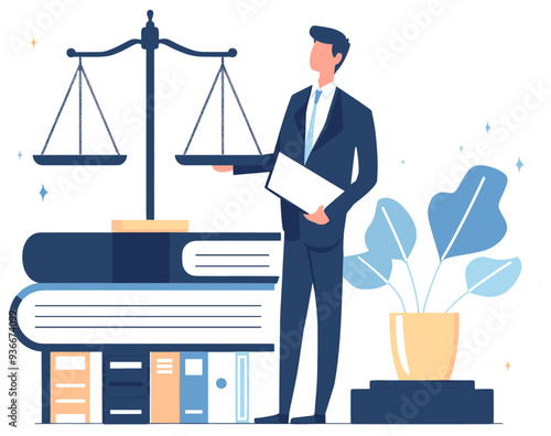 Male Lawyer Flat design minimalist illustration