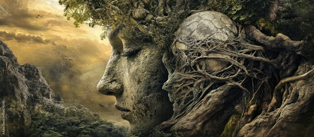 Two Faces Formed By Roots and Stone Two Faces Formed By Roots and Stone