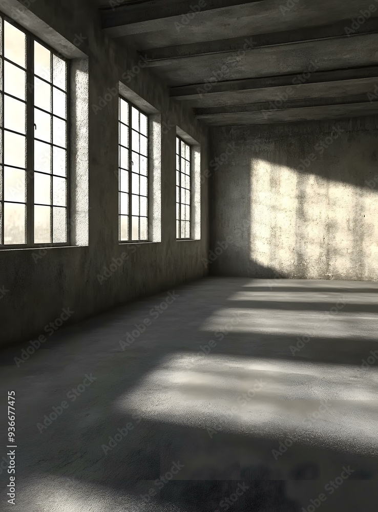Empty Room with Concrete Walls and Windows Empty Room with Concrete Walls and Windows