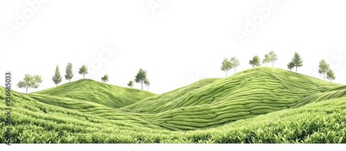 Rolling Green Hills with Scattered Trees photo