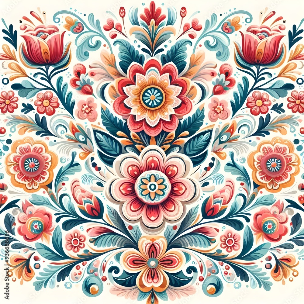 Norwegian Scandinavian rosemaling traditional handpainted folk art in bright floral patterns Norwegian Scandinavian rosemaling traditional handpainted folk art in bright floral patterns