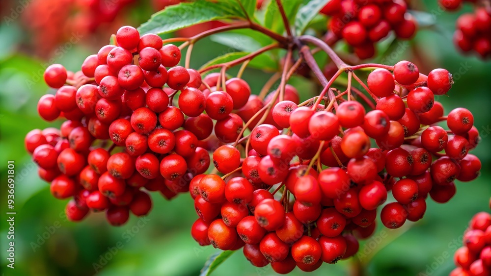 Fototapeta premium Cluster of red berries with stems