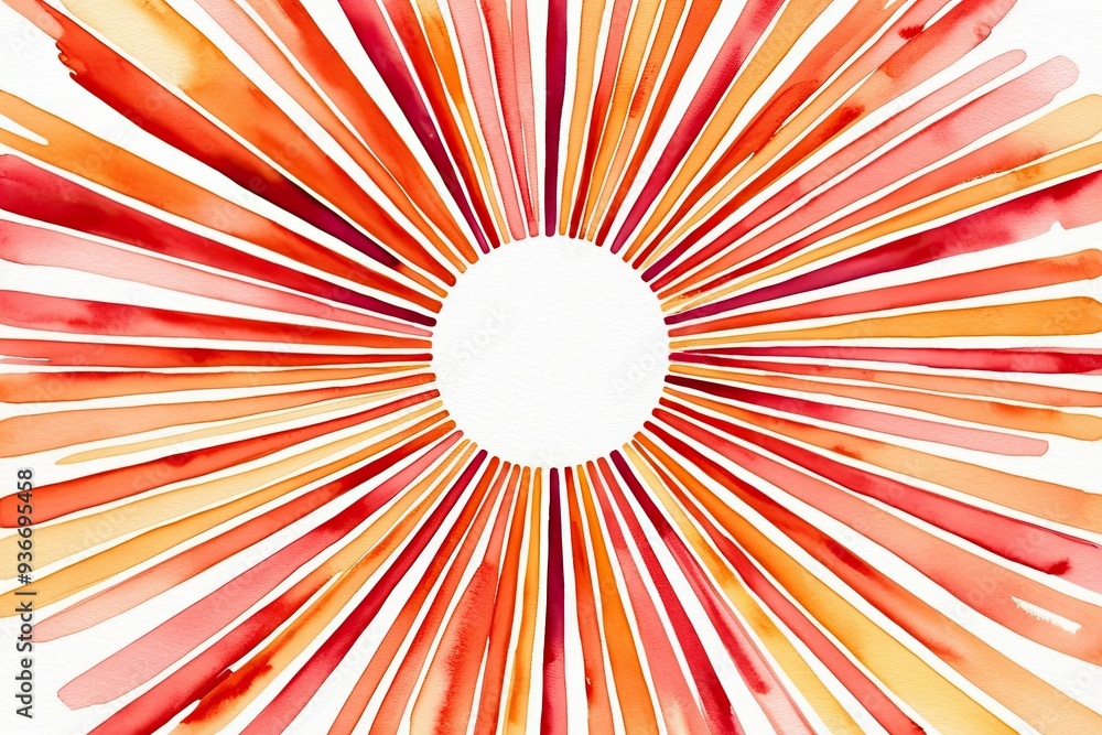 Obraz premium Radiating Sunbursts in Watercolor Art: A Warm and Inviting Abstract Design