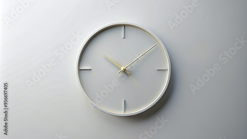 Wallpaper Mural Sleek modern 3D clock face with minimalist design, simple numbers, and thin lines, floating in a white background, conveying simplicity and contemporary elegance. Torontodigital.ca
