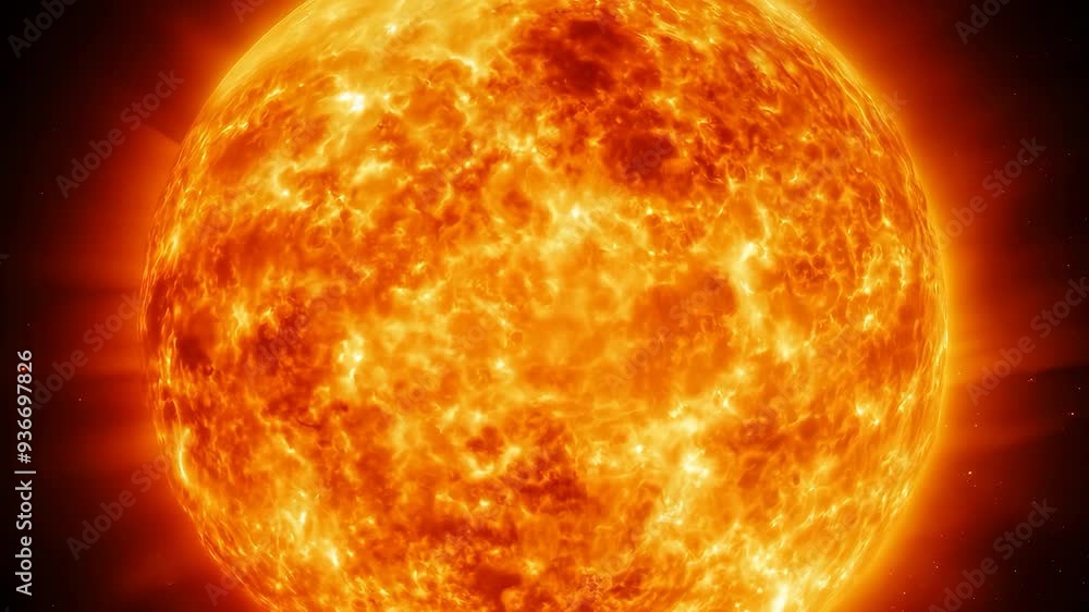 Realistic surface of the sun on the background of stars Realistic surface of the sun on the background of stars