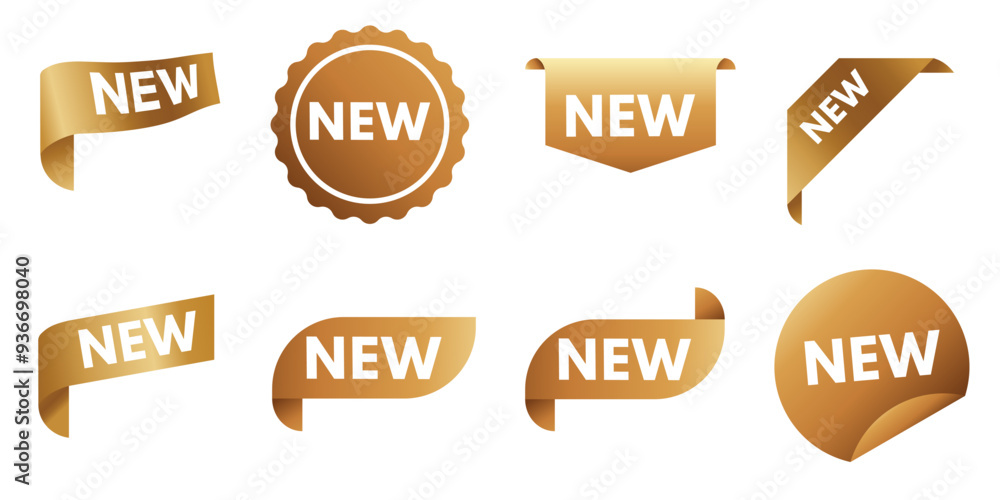 New - set of gold isolated stickers, - vector illustration New - set of gold isolated stickers, - vector illustration