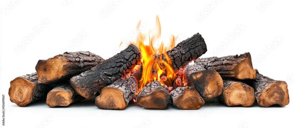 Burning Logs with Flames and Embers Burning Logs with Flames and Embers