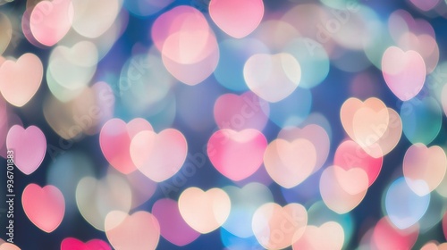 Concept of love and romance symbolized through a bokeh background of blue and pink heart shapes, perfect for Valentine's Day or romantic themes.