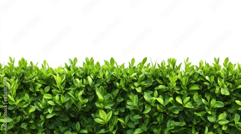 Lush Green Foliage Against a White Background