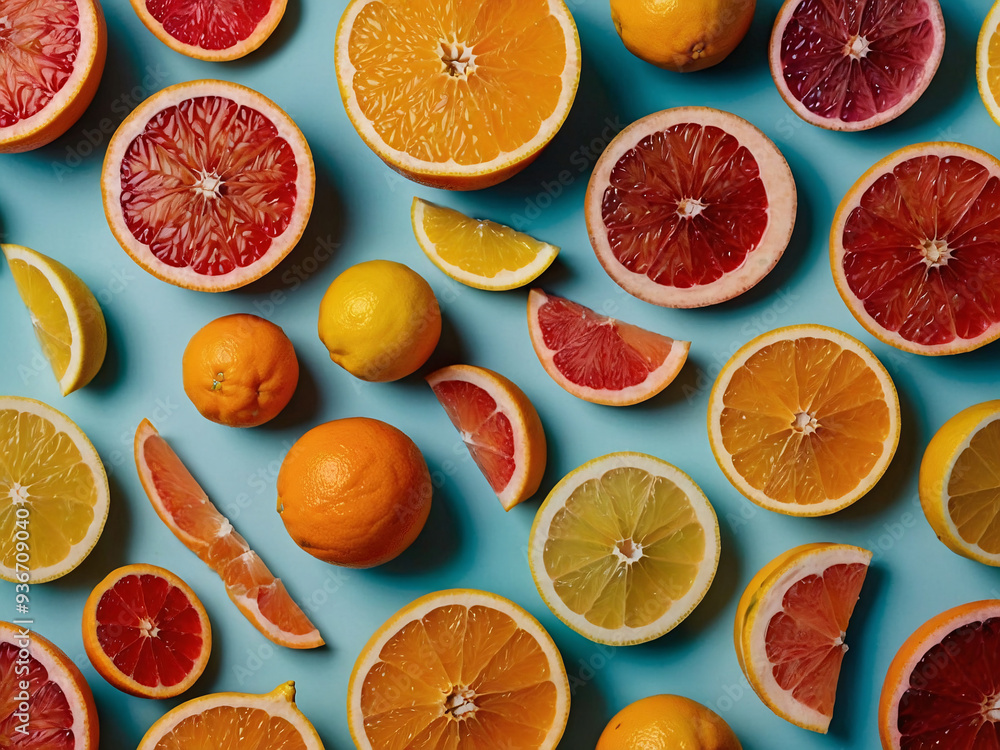 lively wallpaper featuring a repeating pattern of sliced citrus fruits like oranges, lemons, and grapefruits in bright, vibrant colors lively wallpaper featuring a repeating pattern of sliced citrus fruits like oranges, lemons, and grapefruits in bright, vibrant colors