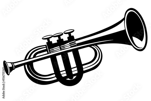 Vector Illustration of Trumpet - Printable Music Graphics Design 