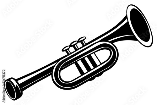 Vector Illustration of Trumpet - Printable Music Graphics Design 