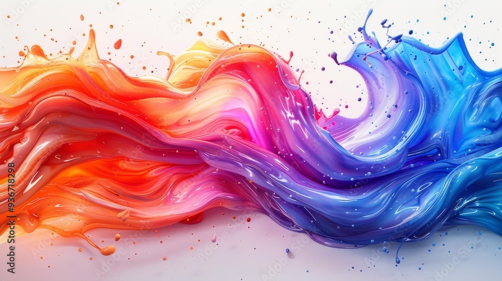 Vibrant swirls of colorful paint splashing together - generative ai Vibrant swirls of colorful paint splashing together - generative ai