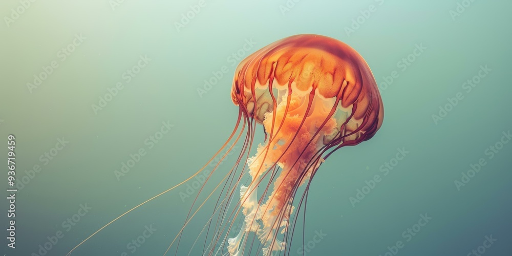 A jellyfish floats in the water. AI. A jellyfish floats in the water. AI.