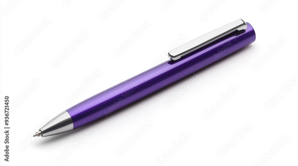 Purple Ballpoint Pen on White Background - Generative AI Purple Ballpoint Pen on White Background - Generative AI