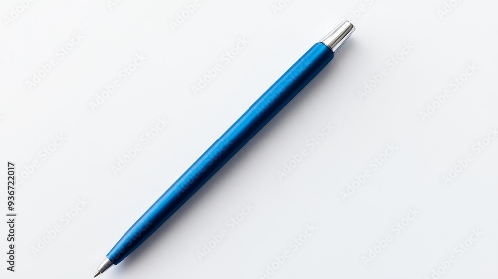 Sleek Blue Pen on White Background Generative AI Sleek Blue Pen on White Background Generative AI