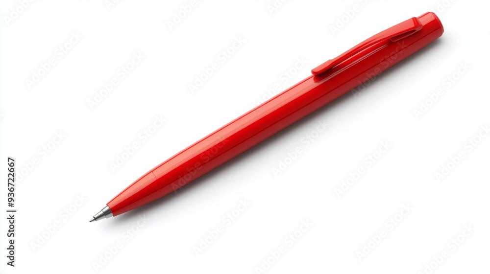 Red Ballpoint Pen Isolated on White Background Generative AI