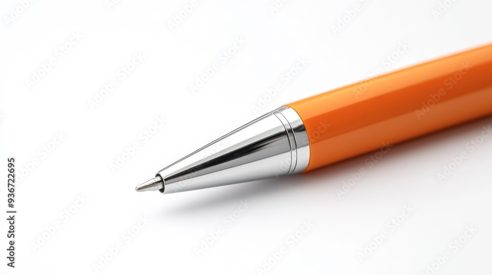 Orange Metal Ballpoint Pen Closeup Generative AI Orange Metal Ballpoint Pen Closeup Generative AI