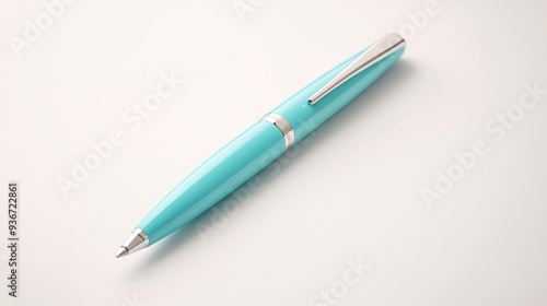 Elegant Turquoise Pen on White Background Generative AI