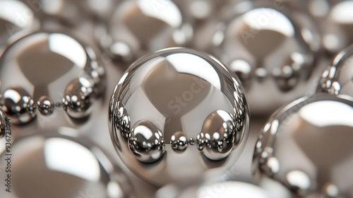 Close-Up of Shiny Metallic Balls with Reflections and Elegant Texture