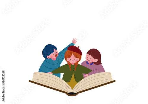 子供向け読書の秋のイベントのイラスト