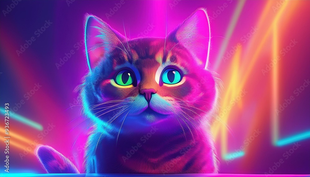 Small cartoon cat banner with space for text Small cartoon cat banner with space for text