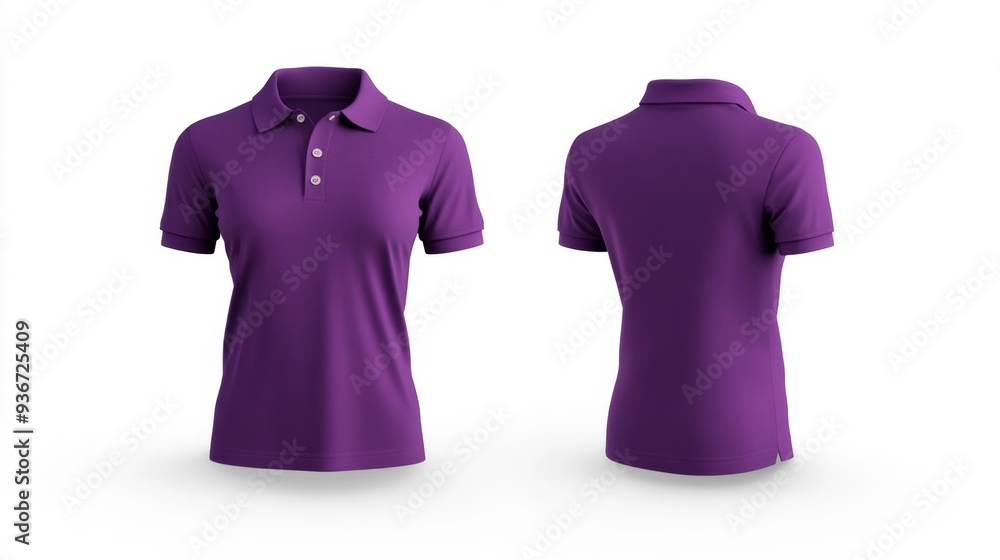 Purple Polo Shirt Front and Back View - Generative AI Purple Polo Shirt Front and Back View - Generative AI