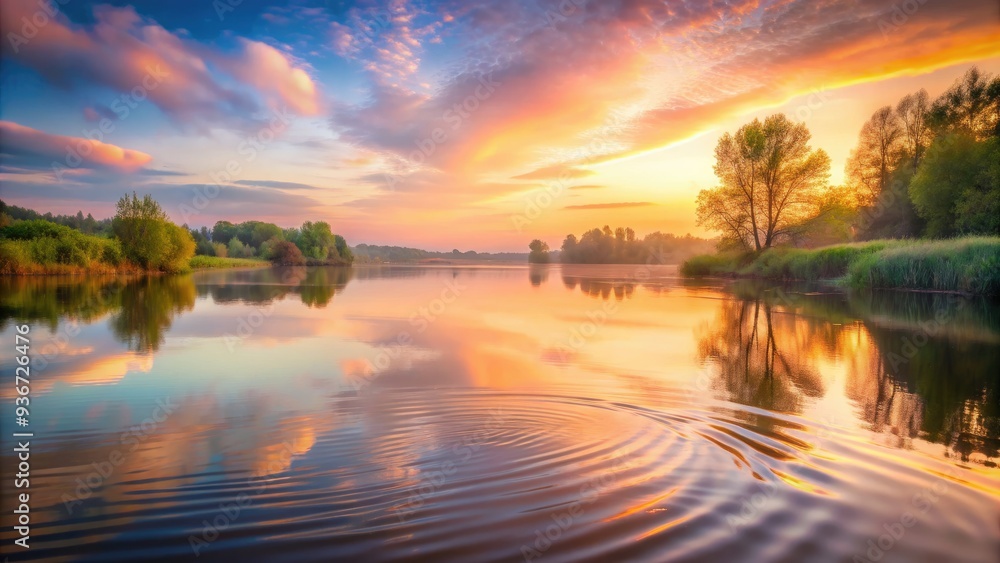 Soothing abstract of a serene river scene with gentle ripples, soft focus, and warm, pastel hues evoking a sense of peacefulness and tranquility. Soothing abstract of a serene river scene with gentle ripples, soft focus, and warm, pastel hues evoking a sense of peacefulness and tranquility.