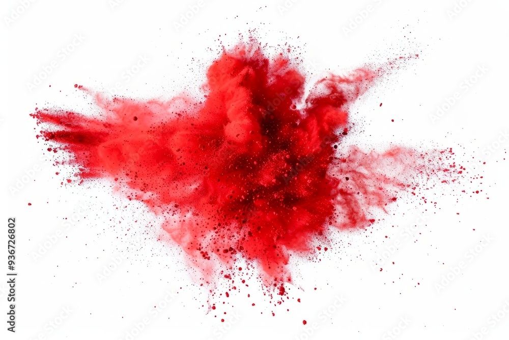 bright red holy paint color powder festival explosion burst isolated white background bright red holy paint color powder festival explosion burst isolated white background