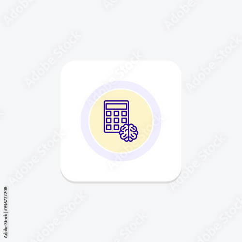 Brain Calculator circle icon , vector, pixel perfect, illustrator file