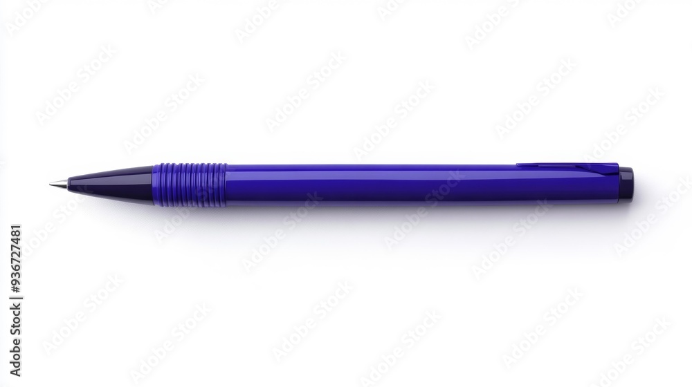 Glossy Blue Pen on White Background Generative AI Glossy Blue Pen on White Background Generative AI