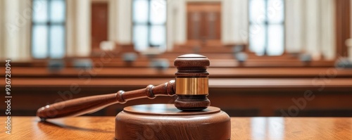 A courtroom with a focus on the judge s bench and the gavel, courtroom, justice, judge s bench photo