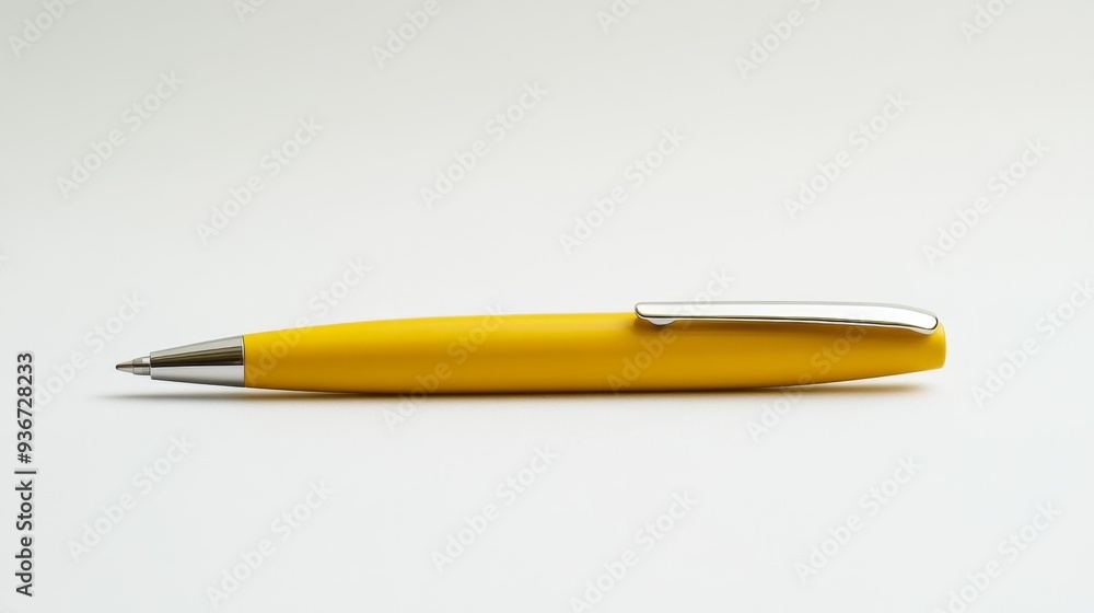 Yellow Pen with Silver Clip Generative AI Yellow Pen with Silver Clip Generative AI
