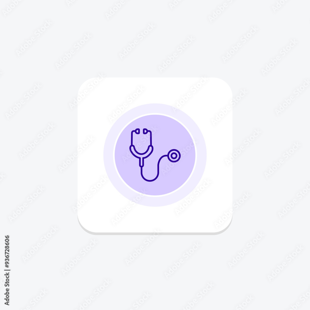 Stethoscope purple line icon on a colorful circle, ai illustrator file Stethoscope purple line icon on a colorful circle, ai illustrator file