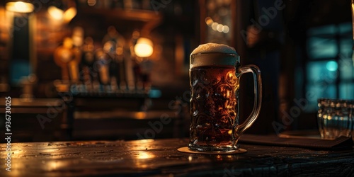 An antique beer mug in a softly illuminated environment