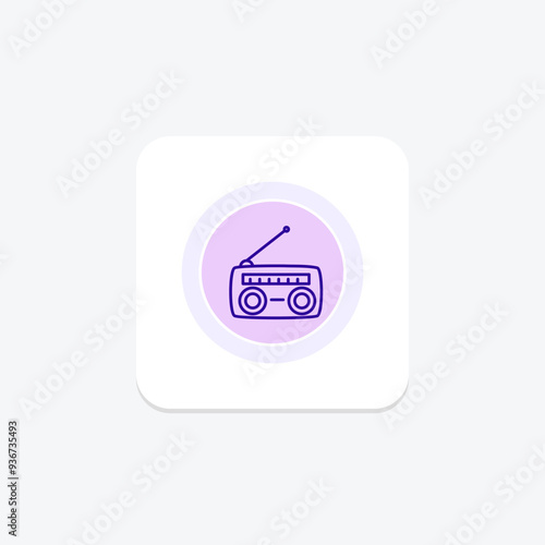 Radio icon, broadcast, station, music, news circle icon, editable vector icon, pixel perfect, illustrator ai file