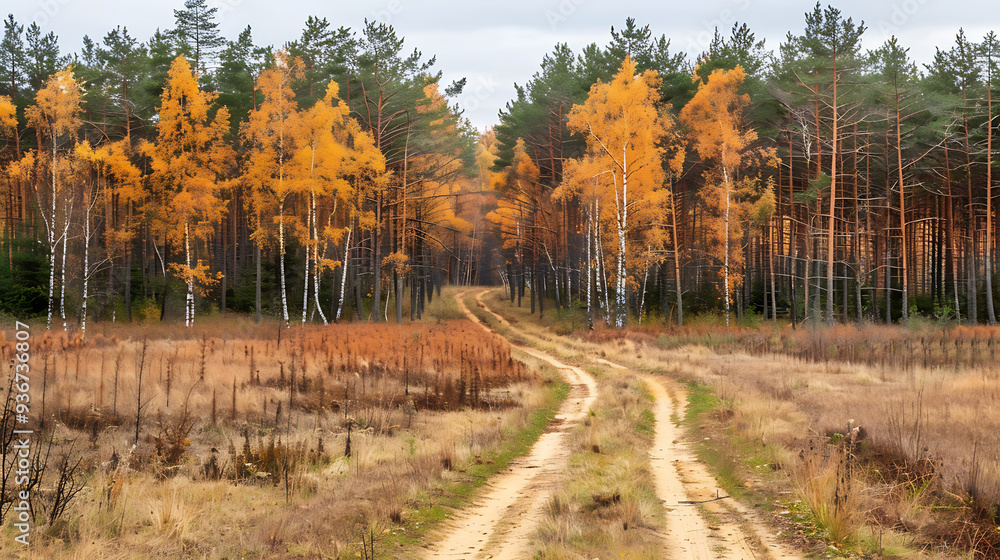 Fototapeta premium Autumn Pathway Through the Forest