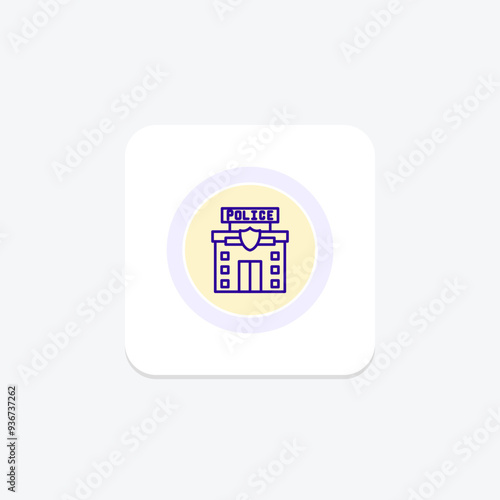 Police station circle icon , vector, pixel perfect, illustrator file